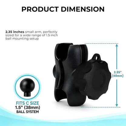 2.35 Inch Double Socket Arm Ball Mount for Motorcycle, ADV & Off-Road Mounting