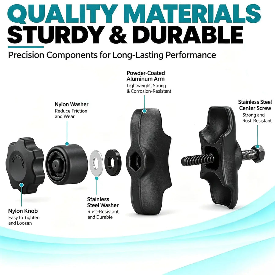 2.35 Inch Double Socket Arm Ball Mount for Motorcycle, ADV & Off-Road Mounting