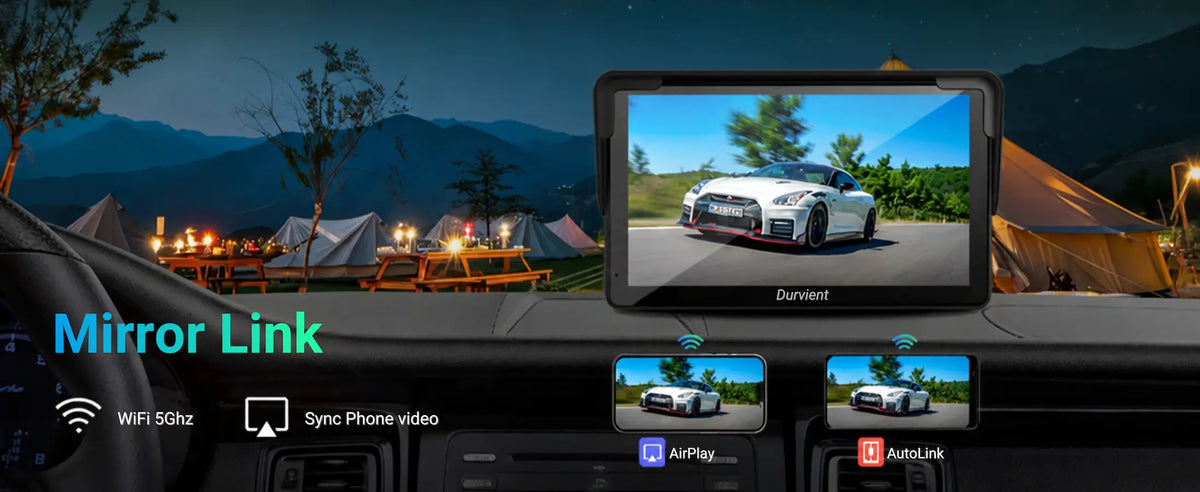 7" Portable Wireless Apple CarPlay & Android Auto Touchscreen Car Display