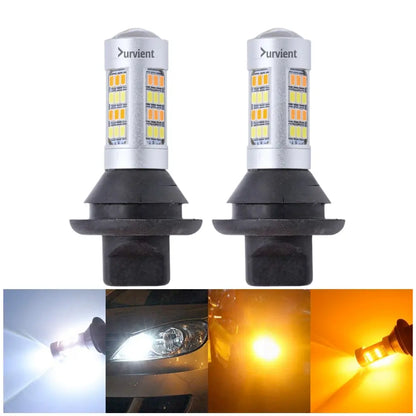 Dual-Color Switchback LED DRL and Amber Turn Signal Indicator Bulb Pair