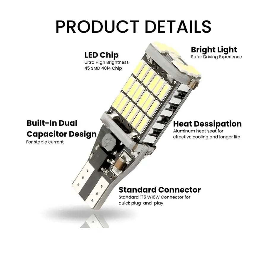 Canbus Error-Free T15 W16W WY16W LED Bulbs (Pair)