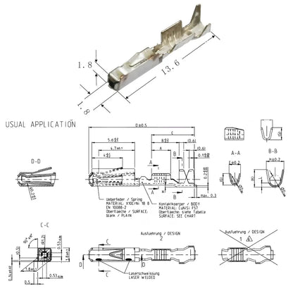 terminal pin 000979009E dimensions and spcifications