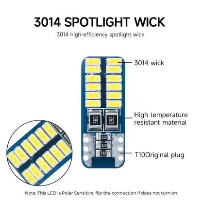 Compact T10 Canbus LED Bulbs (Pair)