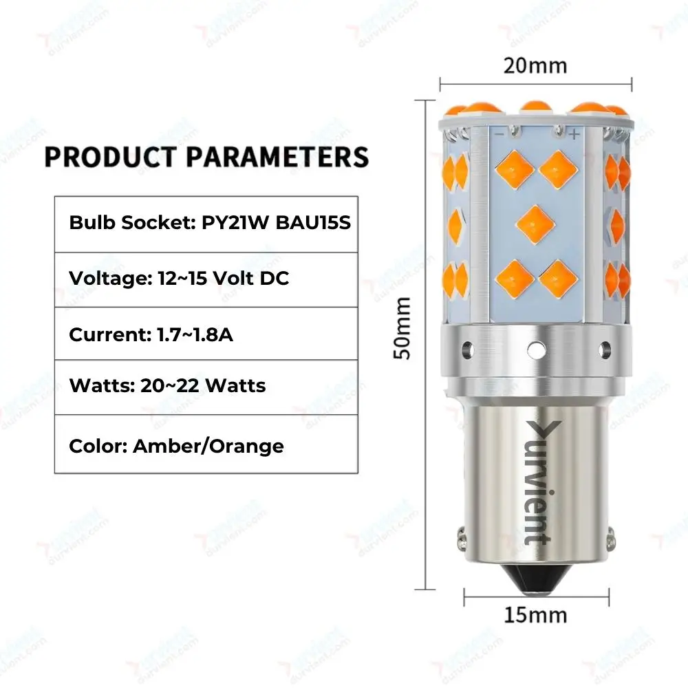 A Pack 1156 P21w Ba15s Bau15s Py21w 7507 Led Canbus No Hyper Flash Turn  Signal Light Bulb Built-in Resistor Error Free Orange