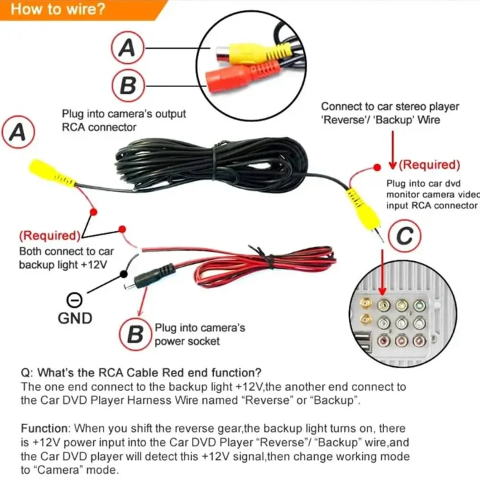 Camera wiring connection instruction
