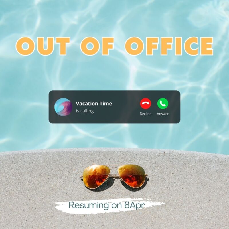 out of office until 6Apr23