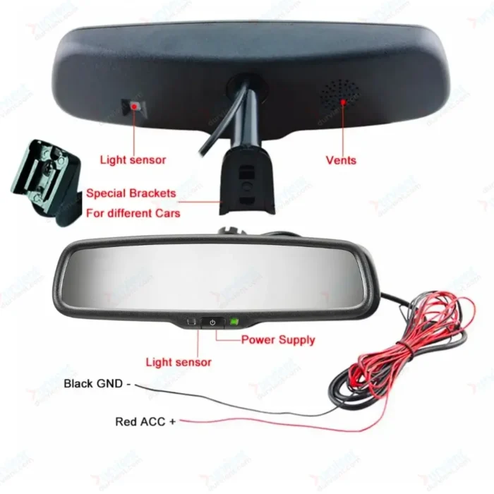 auto dimming internal rear view mirror connections