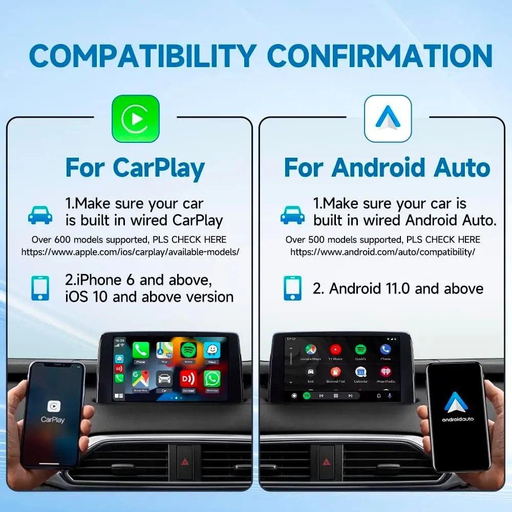 CarlinKit 5.0 Wireless Carplay 2023 Apple Wireless CarPlay Adapter &  Android Auto Adapter CPC200-2air Converts Wired CarPlay & AA to  Wireless,Support Online Update - Durvient