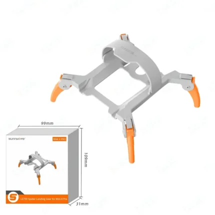 foldable spider landing gear for dji mini 4 pro grey + orange