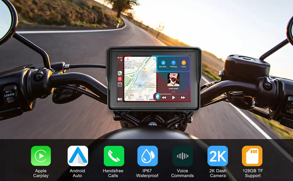 5 inch android auto carplay display for motorcycles
