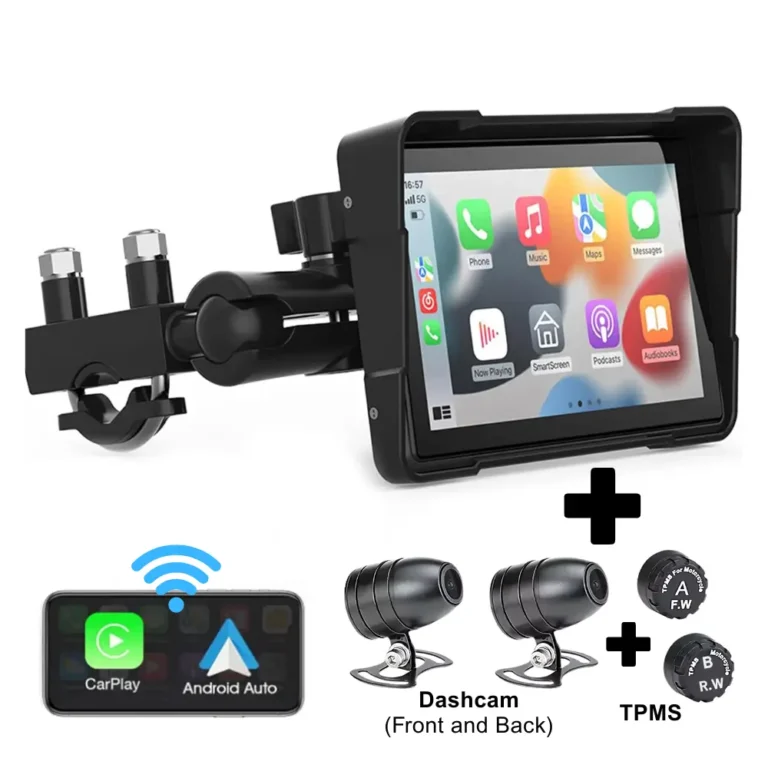 Option4 - 5 Motorcycle Android Auto Apple CarPlay Display + Dashcam + TPMS