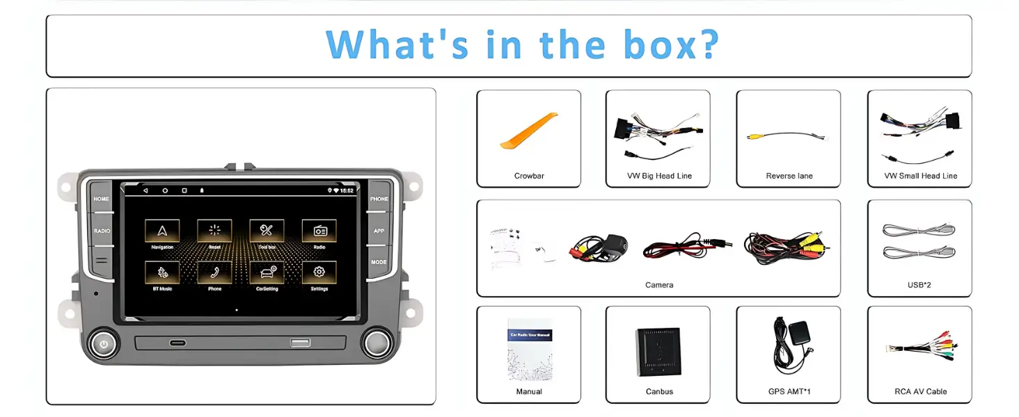 Package content 7 inch Android Car Stereo for Volkswagen_Skoda