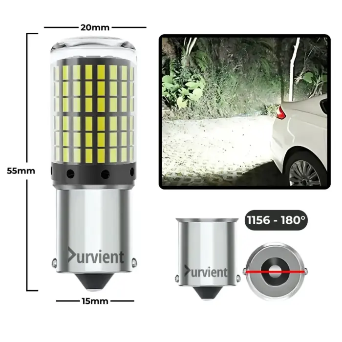 Super Bright BA15S 1156 LED Bulb for Car P21W Reverse Light Backup Lamp - Single (1x) LED (White) - Image 6