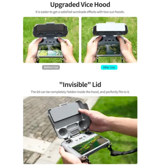 2-in-1 Protective Hard Cover Sunshade for DJI Smart RC2 Cover - Compatible with DJI Air 3, Air 3S, Flip Mini 4 Pro, and Mini 3 Pro - Image 6