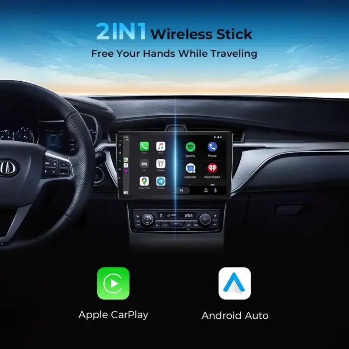 Concealed Wireless CarPlay Android Auto Adapter - Flushed USB Dongle, Plug & Play for Cars with Wired CarPlay & Android Auto - Image 2