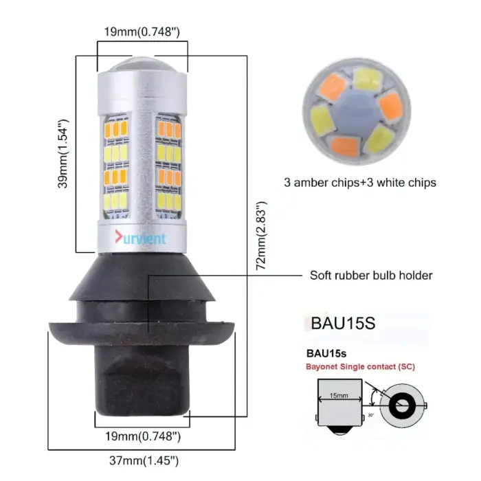 Easy to Install Error-Free Dual Color Switchback LED DRL Indicator - White & Amber Turn Signal BAU15S PSX24W T20 - Image 7