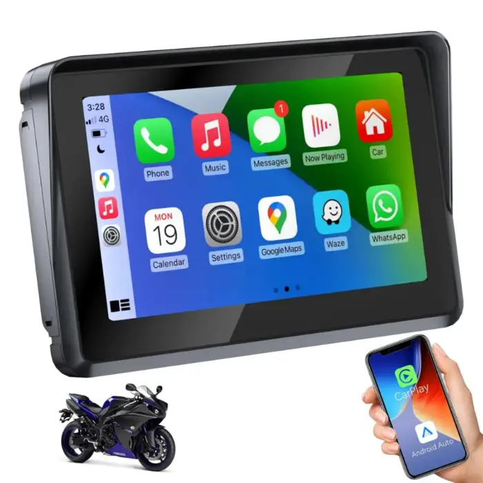 5" Wireless Display for Motorcycle Android Auto & CarPlay - IPS Touchscreen, TPMS & Dashcam Options - Image 1