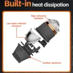 Built in heat dissipation for active heat management in fog aux light projector lamp