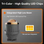 Dual color tri-color high quality led chips csp 3570 for near and far light integration fog projector