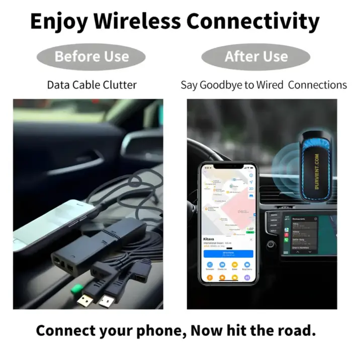 2-in-1 Concealed Wireless CarPlay Android Auto Adapter - Flushed USB Dongle - Image 7