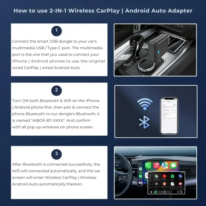 Concealed Wireless CarPlay Android Auto Adapter - Flushed USB Dongle, Plug & Play for Cars with Wired CarPlay & Android Auto - Image 4