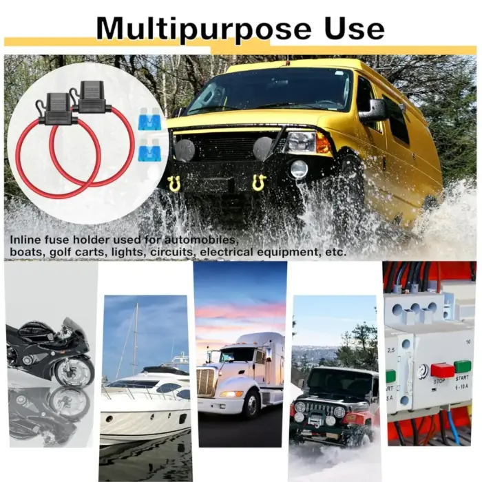 Waterproof In-Line Fuse Holder with 16 AWG Wire - 15A ATC/ATO Blade Fuse for Automotive, Marine, and Industrial Use - Image 7