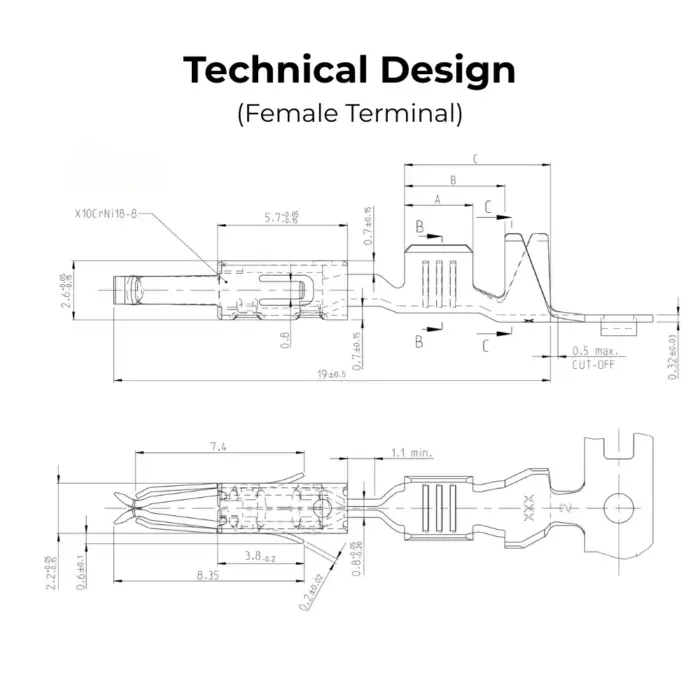 TE 962883-1 & TE 964274-2 Crimp Terminal Pair (Male & Female) - 2.8x0.8mm Automotive Connectors for VW, BMW, Audi, Honda - Image 7
