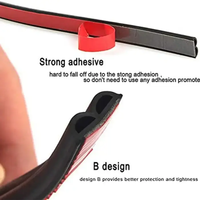 B-Type Car Door Rubber Seal – 5M Self-Adhesive Weatherproof & Soundproof Strip - Image 4