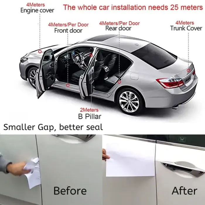 B-Type Car Door Rubber Seal – 5M Self-Adhesive Weatherproof & Soundproof Strip - Image 5