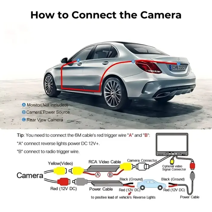 Reverse Backup Camera for Volkswagen, Skoda, Audi Cars - CVBS 720p, Waterproof - Image 4