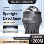 RS3 3-Inch Bi-LED Dual Laser Fog Projector - 6000K Daylight White, IP65 Waterproof (Cars & Bikes) - Image 2