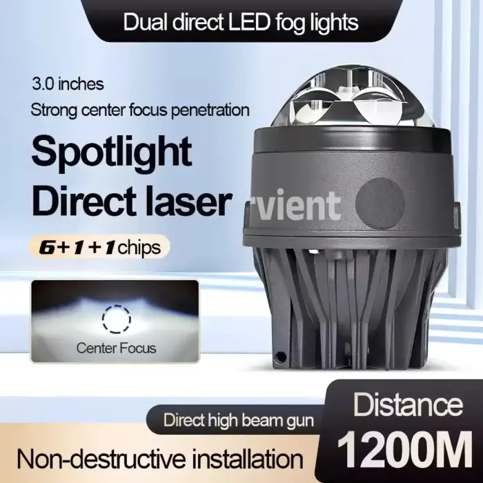 RS3 3-Inch Bi-LED Dual Laser Fog Projector - 6000K Daylight White, IP65 Waterproof (Cars & Bikes) - Image 2