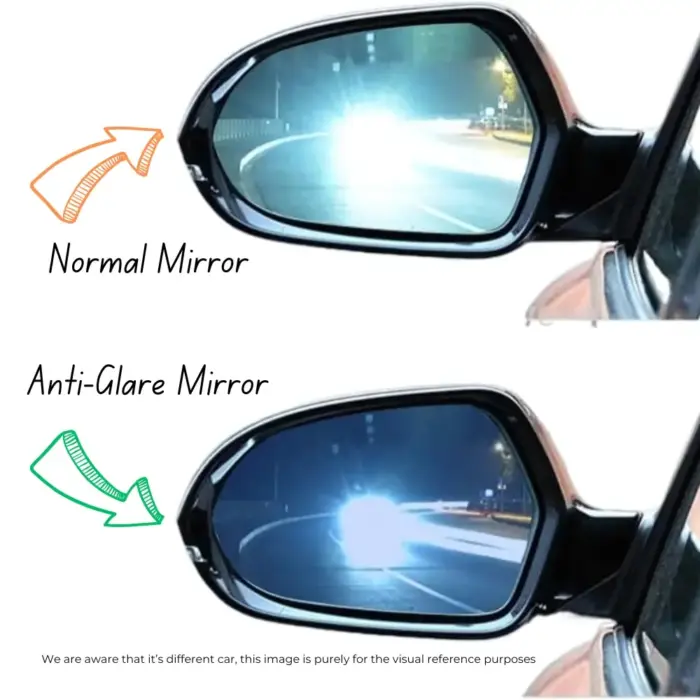 Anti-Glare Rear View Mirror ORVM Wide-Angle Heated Mirror Lens - For Volkswagen, Skoda, Honda, Toyota & More - Image 2