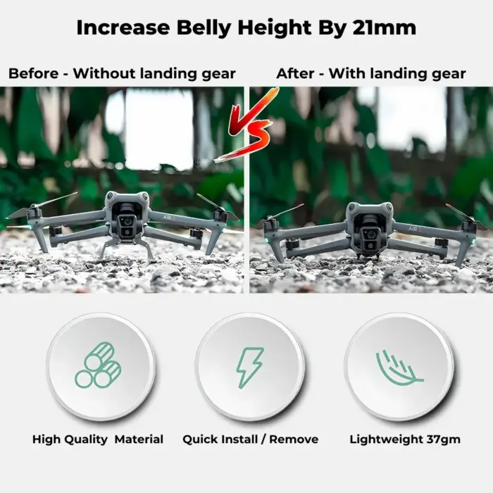 Compact and Folding DJI Air 3 & Air 3S Landing Gear Leg Extension 21mm Higher for Safe Take-Offs/Landings - Image 5