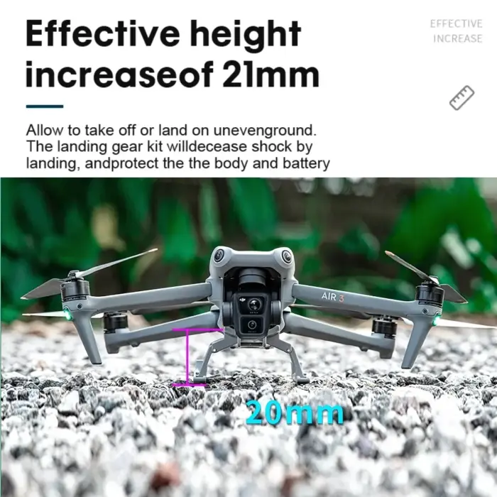 Compact and Folding DJI Air 3 & Air 3S Landing Gear Leg Extension 21mm Higher for Safe Take-Offs/Landings - Image 4