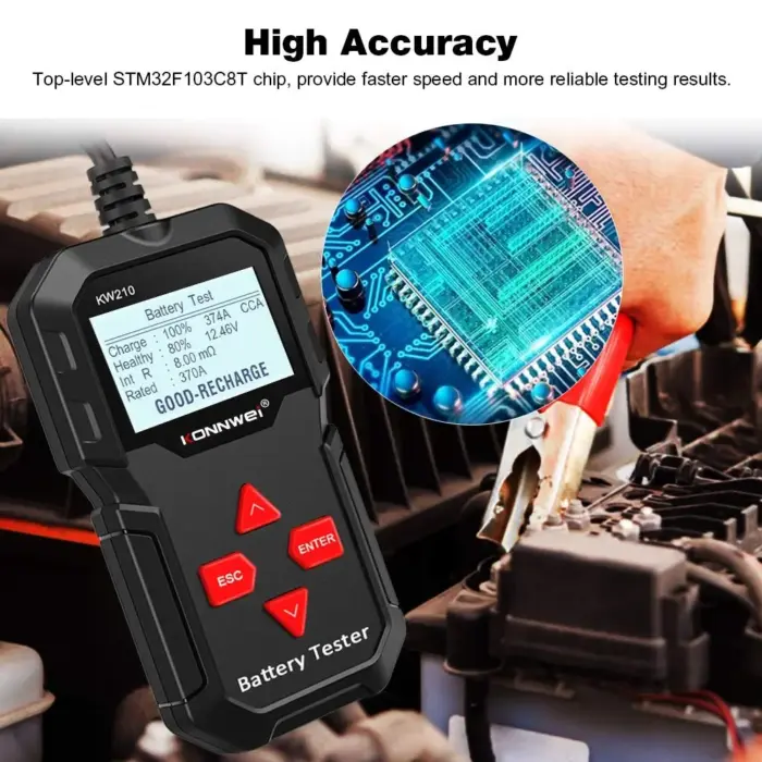 Konnwei KW210 Battery Tester - Professional Automotive Battery Load and Alternator Diagnostic Tool - Image 2