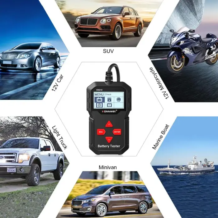 Konnwei KW210 Battery Tester - Professional Automotive Battery Load and Alternator Diagnostic Tool - Image 6