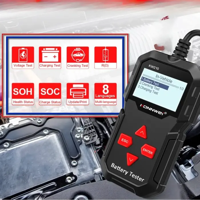 Konnwei KW210 Battery Tester - Professional Automotive Battery Load and Alternator Diagnostic Tool - Image 4