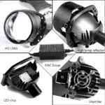 2.5 Inch Bi-LED Headlight Projector Lens - 6000K White Light, RHD Cut-off, 92W (Pair) - Image 5