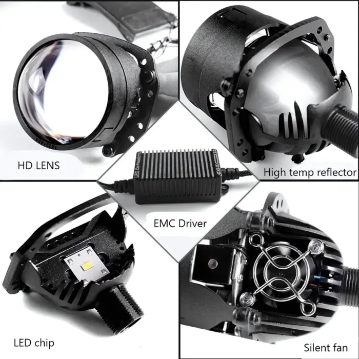 2.5 Inch Bi-LED Headlight Projector Lens - 6000K White Light, RHD Cut-off, 92W (Pair) - Image 5