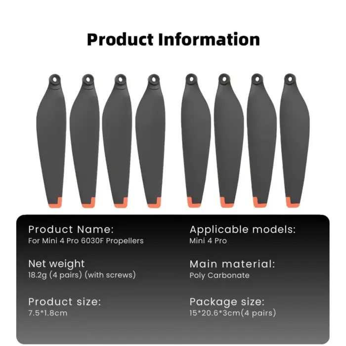 6030F DJI Mini 4 Pro Blades Replacement Aftermarket Props - Low-Noise, Polycarbonate - Image 5