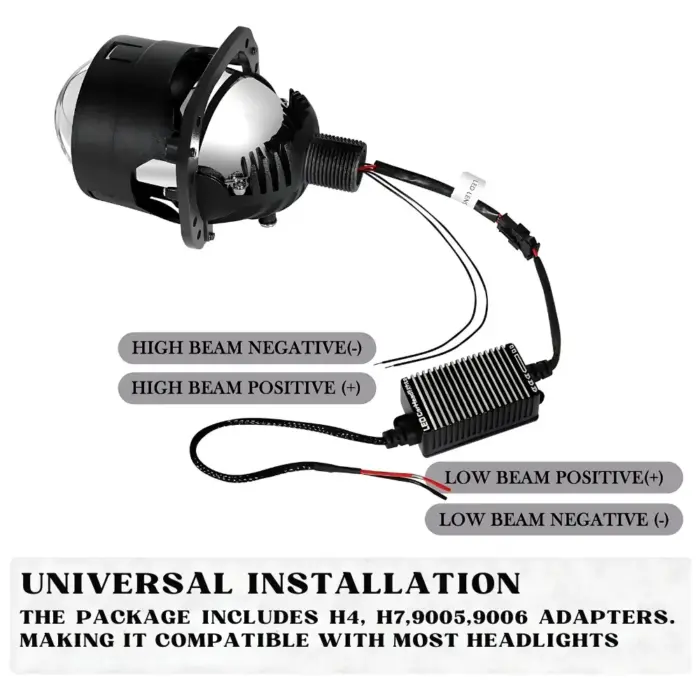 2.5 Inch Bi-LED Headlight Projector Lens - 6000K White Light, RHD Cut-off, 92W (Pair) - Image 6