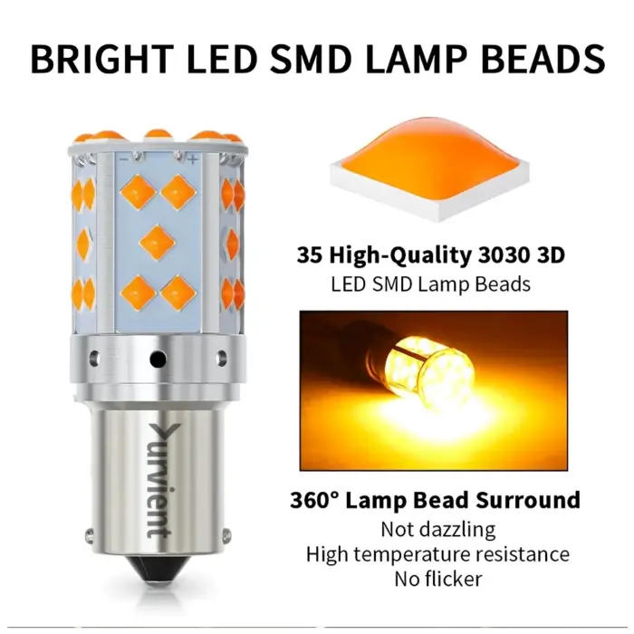 Bright 35 LED Cross Pin BAU15S PY21W LED Turn Signal Canbus Error-Free, No Hyperflash - Image 4