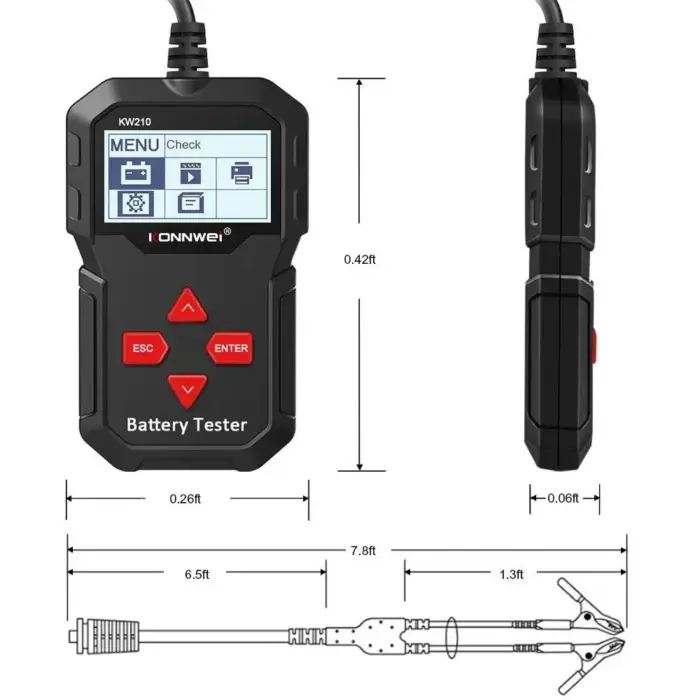 Konnwei KW210 Battery Tester - Professional Automotive Battery Load and Alternator Diagnostic Tool - Image 7