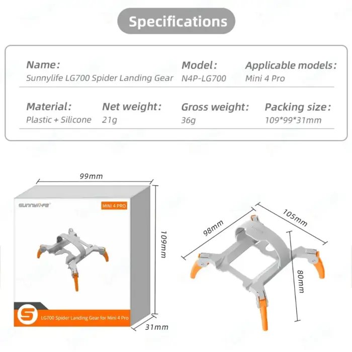Foldable Spider Landing Gear for DJI Mini 4 Pro: Take Off & Land Anywhere with Confidence - Image 9