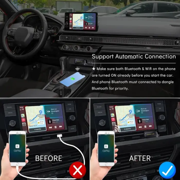 Concealed Wireless CarPlay Android Auto Adapter - Flushed USB Dongle, Plug & Play for Cars with Wired CarPlay & Android Auto - Image 6