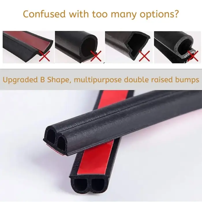 B-Type Car Door Rubber Seal – 5M Self-Adhesive Weatherproof & Soundproof Strip - Image 2