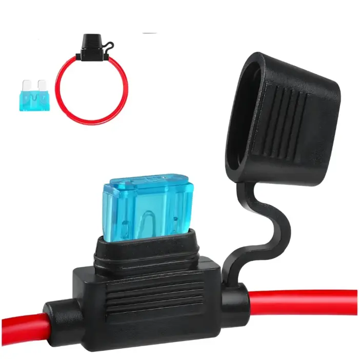 Waterproof In-Line Fuse Holder with 16 AWG Wire - 15A ATC/ATO Blade Fuse for Automotive, Marine, and Industrial Use - Image 1
