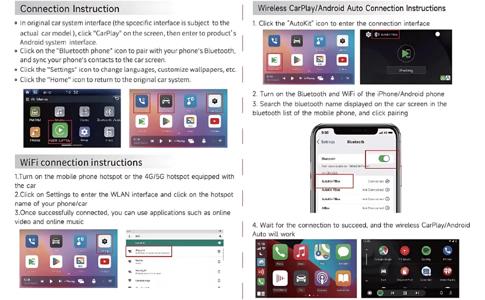 user manual and connection instructions