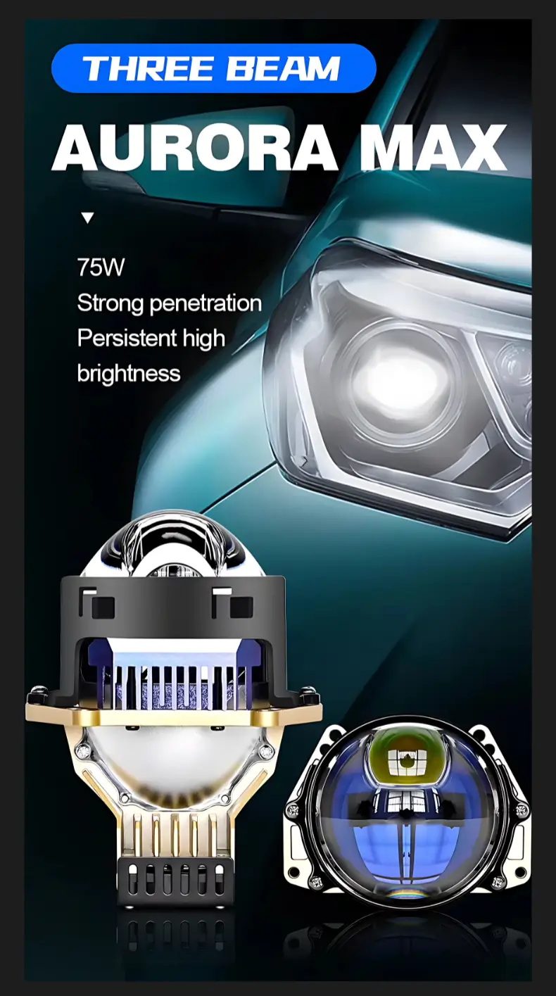 S75 powerful bi led headlight projector lens with bracket mount